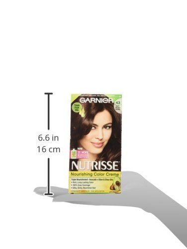 Garnier Hair Color Nutrisse Nourishing Creme, 43 Dark Golden Brown (Cocoa Bean) Permanent Hair Dye, 1 Count (Packaging May Vary) (Pack of 2)