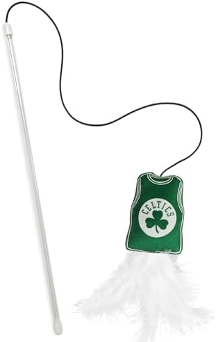 Pets First NBA Boston Celtics Team Jersey Wand with CAT NIP, Cat Toy Jersey Shaped Plush Teaser Toy for Cats & Kittens - Interactive Pet Toy for Play & Exercise
