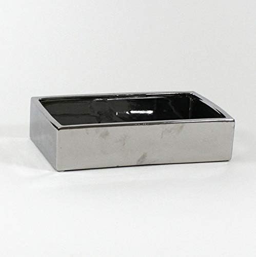 WGV Rectangle Block Ceramic Vase Bulk 12" x 7" x 3"H Silver Low Plate Planter Terrarium Floral Centerpiece for Wedding Event Home Decor 6 Pieces