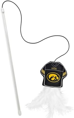 Pets First NCAA Iowa Hawkeyes Team Jersey Wand with CAT NIP, Cat Toy Jersey Shaped Plush Teaser Toy for Cats & Kittens - Interactive Pet Toy for Play & Exercise