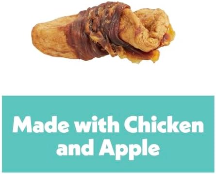 Wiggles & Wags Chicken & Apple Twists Dog Treats, 16 oz, with DN Essentials Bone Shaped Waste Bag Dispenser & Free Roll