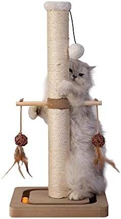 PEEKAB Cat Scratching Post Sisal Scratch Posts for Indoor Kittens and Cats,with Interactive Tracking Toys Suitable for Vertical Scratcher of Small and Medium-Sized Cats 25 Inches Beige