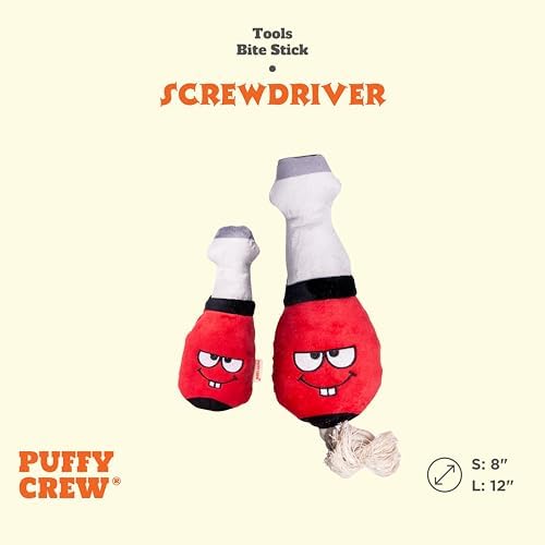 Squeaky Dog Plush Toy, Tools Bite_Stick Collection, 8", for Small and Medium Dogs (Screwdriver, Small)