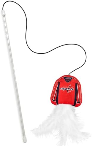 Pets First NHL Washington Capitals Team Jersey Wand with CAT NIP, Cat Toy Jersey Shaped Plush Teaser Toy for Cats & Kittens - Interactive Pet Toy for Play & Exercise