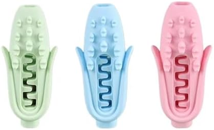 Corn-Shaped Dog Chew Toy for Small to Medium Dogs, Silicone Dental Cleaning Stick, Pink, Interactive Enrichment Toy (Pink)