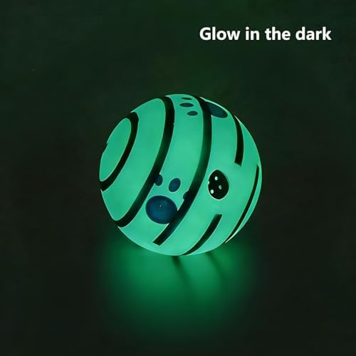Wobble Giggle Ball for Dogs Durable Interactive Dog Toys for Small Medium Large Dogs (White (Glow in the Dark) + Green, S/3.15 inch)