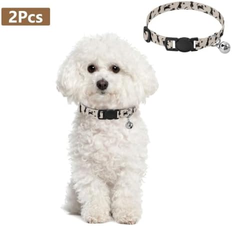 Cute Playful Black Cats Collar for Puppy, 2 Pack Dog Collar with Bell