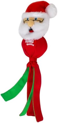 KONG Holiday Wubba Dog Toy – with Long Floppy Tails, Squeaker for Tugging, Fetching & Shaking Fun (Santa)