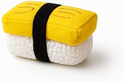 7" Squeaky Plush Toy for Puppies Small Dogs Self Etertainment Washable Soft Made [PET ONLY] (Egg Sushi)