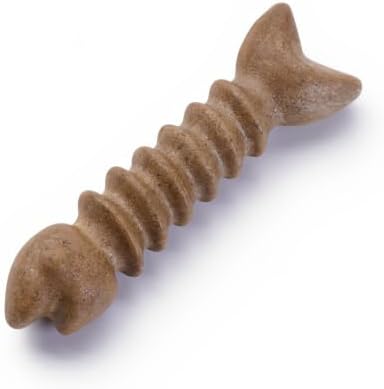 MECOOL Durable Nylon Dog Chew Toy – Bacon Flavored Fish Bone Shape for Aggressive Chewers, Tough Interactive Teething Toy for Medium Large Dogs, Long-Lasting Dental Chew Bone