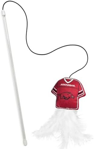 Pets First NCAA Arkansas Razorbacks Team Jersey Wand with CAT NIP, Cat Toy Jersey Shaped Plush Teaser Toy for Cats & Kittens - Interactive Pet Toy for Play & Exercise