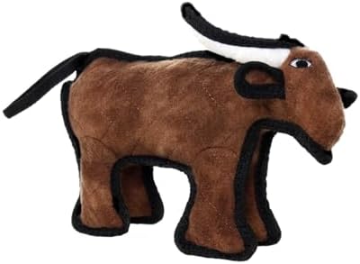 TUFFY - World's Tuffest Soft Dog Toy - Barnyard Junior Bull - Multiple Layers. Made Durable, Strong & Tough. Interactive Play (Tug, Toss & Fetch). Machine Washable & Floats