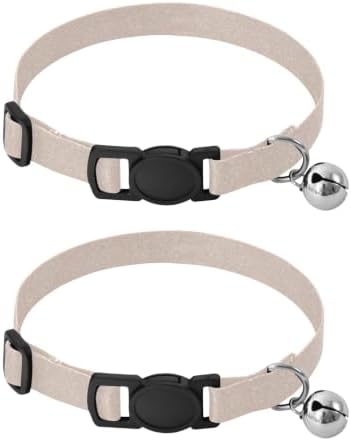 Beige Dots Soft Polyester Pet Collar, 2 Pack Collar with Bell for Dog Puppy