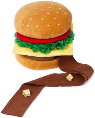Cheeseburger Snuffle Toy, Interactive Enrichment Plush Toy with Squeaker, Treat-Hiding Pockets