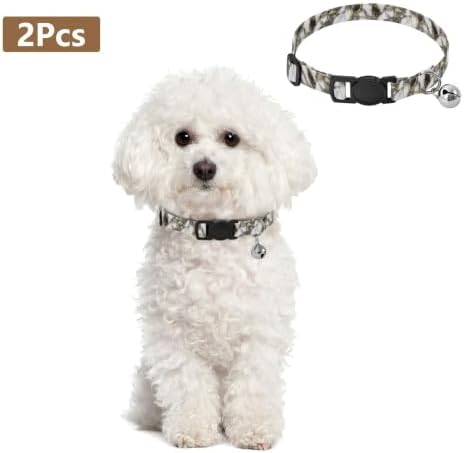 Black White Marble Dog Collar 2 Pack Comfortable Cat Collar Adjustable 10.6 to 17.1 Inches