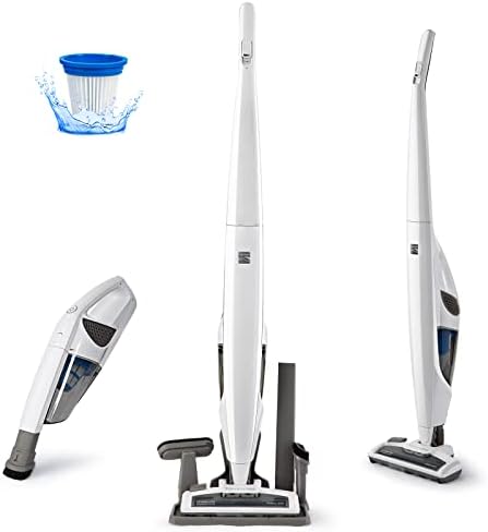 Kenmore DS1030 Cordless Stick Vacuum Lightweight Cleaner 2-Speed Suction | LED Headlight 2-in-1 Handheld for Hardwood Floor, Carpet & Pet Hair, White