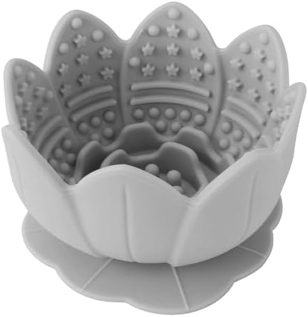 Silicone Dog Slow Feeder Lick Bowl，Slow Feeder Bowls for Small Medium Breed Dogs，Dog Freeze Bowl with Suction Cups，Interactive Puzzle Toy(Grey, Small)