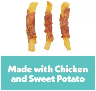 Wiggles & Wags Twists Dog Treats, Chicken & Sweet Potato and Beef & Sweet Potato, Soft and Chewy, 16 oz (Pack of 2), Plus Bone Shaped Waste Bag Dispenser & Roll