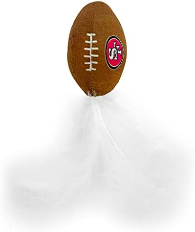 BEST PLUSH CAT TOY NFL SAN FRANCISCO 49ERS Complete Set of 3 piece Cat Toys filled with Fresh Catnip. Includes: 1 Helmet Cat Toy, 1 Football Cat Toy with Feathers & 1 Beer Bottle. Beautiful Team LOGOS