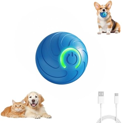 Shaky Ball Toy for Dogs, Vibrating Dog Ball, USB Rechargeable, Interactive, Automatic Moving, Bouncing, Perfect for Small, Medium, Large Dogs (1, Blue)