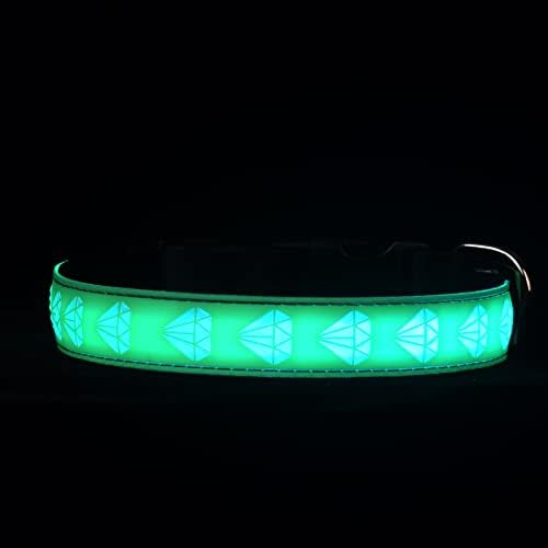 Subversive USB-C led Light up Airtag Dog Collar, Subversive 3D Sunflower Design Comfortable and Soft Material,Multicolored Lighting (D-Green, XS(7.87-11.8"))