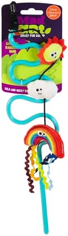 Mad Cat Rainbow Chaser Wand Cat Toy with Catnip and Silvervine, Pack of 1