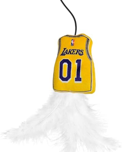 Pets First NBA LA Lakers Team Jersey Wand with CAT NIP, Cat Toy Jersey Shaped Plush Teaser Toy for Cats & Kittens - Interactive Pet Toy for Play & Exercise