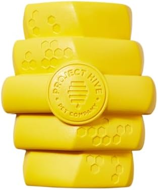 Hive Chew Toy for S/M Dogs – Yellow/Unscented – Chew, Fetch, & Treat-Dispensing Enrichment Toy, Floats, Made in USA, Pairs with Hive Chew Sticks for S/M Dogs for Longer-Lasting Play