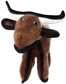 TUFFY - World's Tuffest Soft Dog Toy - Barnyard Junior Bull - Multiple Layers. Made Durable, Strong & Tough. Interactive Play (Tug, Toss & Fetch). Machine Washable & Floats