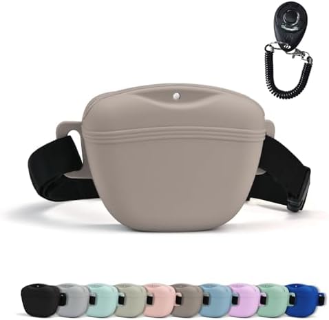 AUDWUD Magnetic Silicone Dog Treat Pouch with Adjustable Belt