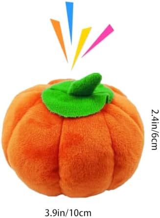 4 Pcs Halloween Squeaky Dog Toy Pumpkin Dog Chew Toys Plush Cat Playing Toys Teeth Grinding Pet Training Toy for Dog Cat Relief Decompression