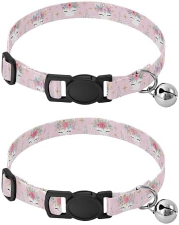 Unicorn Floral Crowns Easy to Clean Pet Collar 2 Pack Cat Neck Collar
