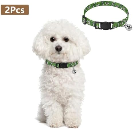 Cartoon Lemur Leaf Green Kitten Collar 2 Pack Cat Neck Collar Adjustable Length 10.6" to 17.1"