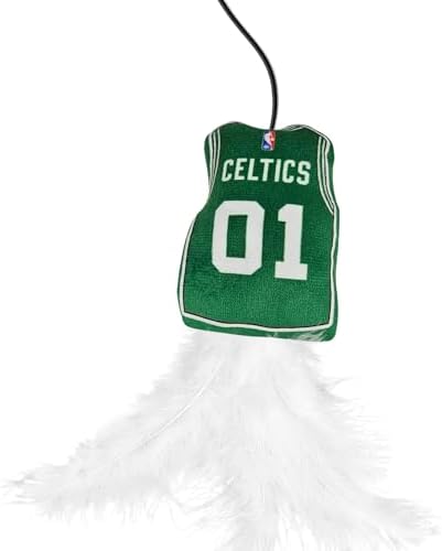 Pets First NBA Boston Celtics Team Jersey Wand with CAT NIP, Cat Toy Jersey Shaped Plush Teaser Toy for Cats & Kittens - Interactive Pet Toy for Play & Exercise