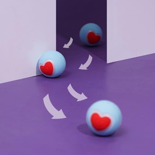 ZEZE Sweetie Smart Auto-Rolling Cat Ball Toy with LED Heart Light, USB Rechargeable, Interactive, 2-Mode Rolling, Obstacle Avoidance, Quiet Motor, Silicone Shell, Self-Play Toy for Cats and Kittens