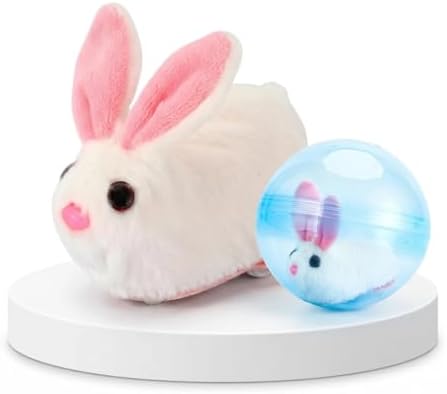Self-Rolling Interactive Cat Ball Automatic Interactive Cat Toys for Indoor Cats 360° Rolling Smart Cat Chase Balls Toy Motion Activated Cat Enrichment Toys to Keep Them Busy (Blue Ball+White Rabbit)