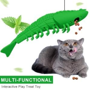 Smokey's Stash Cat Toy Interactive Catnip Dental chew cat Toothbrush refillable with Bell (Toy)