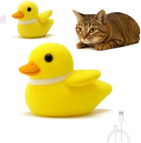 Flapping Wings Cat Toys - Interactive Squeaking Catnip Toys for Cats with Real Chirping Duck Sound - Fun Kitty Kitten Catnip Toys for Cat Exercise - Plush Duck