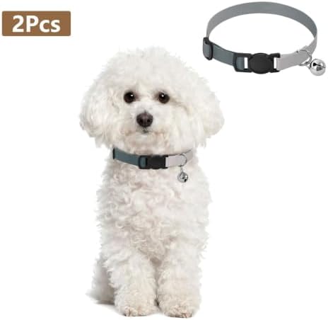 Grey Gradient Cat Bell Collar 2 Pack Pet Collar Adjustable 10.6 to 17.1 Inches
