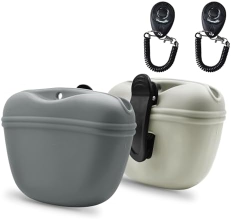 AUDWUD Silicone Dog Treat Pouch with Clicker Magnetic Closure Secure Clip