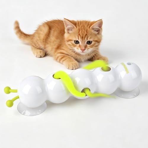 Interactive Caterpillar Cat Toy, Whack-a-Mole Feather Teaser Cat Toy
