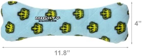 MIGHTY- No Stuff Bone-Blue– Squeaky Plastic Core. 2-in-1 Toy. Made Durable & Floats, Strong & Tough. Interactive Play Dog Toy (Tug, Toss & Fetch)