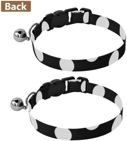 Black Polka Dots Collar for Cats, 2 Pack Breakaway Cat Collars with Bell