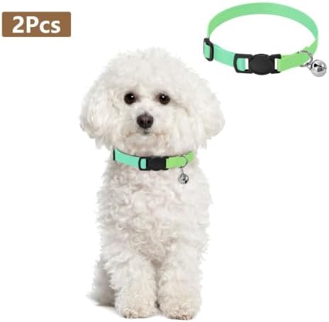 2 Pack Pet Collar Green Gradient Kitten Bell Collar, Adjustable Length 10.6" to 17.1"