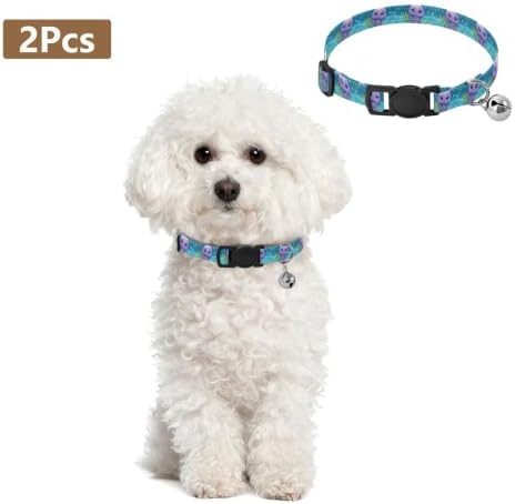 Cute Jellyfish Turquoise Purple Comfortable Cat Collar, 2 Pack Kitten Collar with Bell