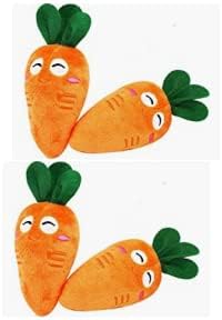 4 Pcs Soft Dog Toys Cute Carrot Plush Chew Squeaker Plush Dog and Cat Toys with Multi-Squeaks Sound Pet Puppy Supplies