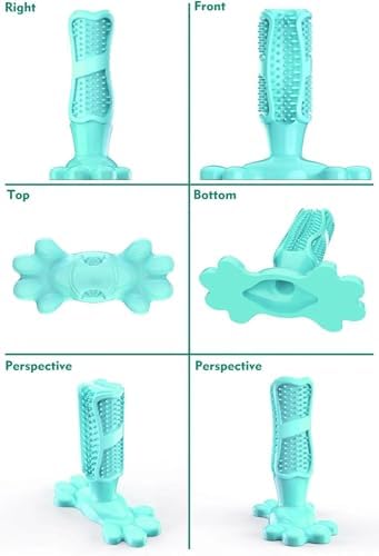 PUPIX Dog Toothbrush Chew Toy with Treat Dispenser, Interactive Dog Toy for Small Medium Dogs, Puppy Teething Toy, Rubber Dog Chew Toy for Dental Cleaning, Dog Teeth Cleaning Toy & Oral Care, Blue, M