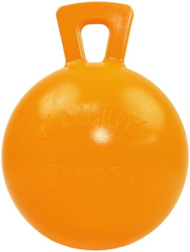 Jolly Pets Tug-n-Toss Heavy Duty Dog Toy Ball with Handle, 10 Inches/X-Large, Orange, Large Breeds