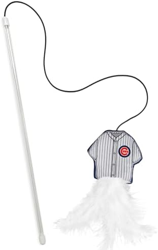 Pets First MLB Chicago Cubs Team Jersey Wand with CAT NIP, Cat Toy Jersey Shaped Plush Teaser Toy for Cats & Kittens - Interactive Pet Toy for Play & Exercise