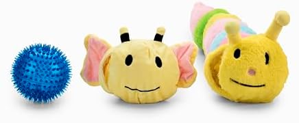 Flourish Pets 3 in 1 Multi-Layer Chew Toy for Active Dogs | Non-Toxic BPA Free Double Stitched Soft Fabric Exterior Dog Toys | Long-Lasting Dog Plush Toys - Large Caterpillar (30″)